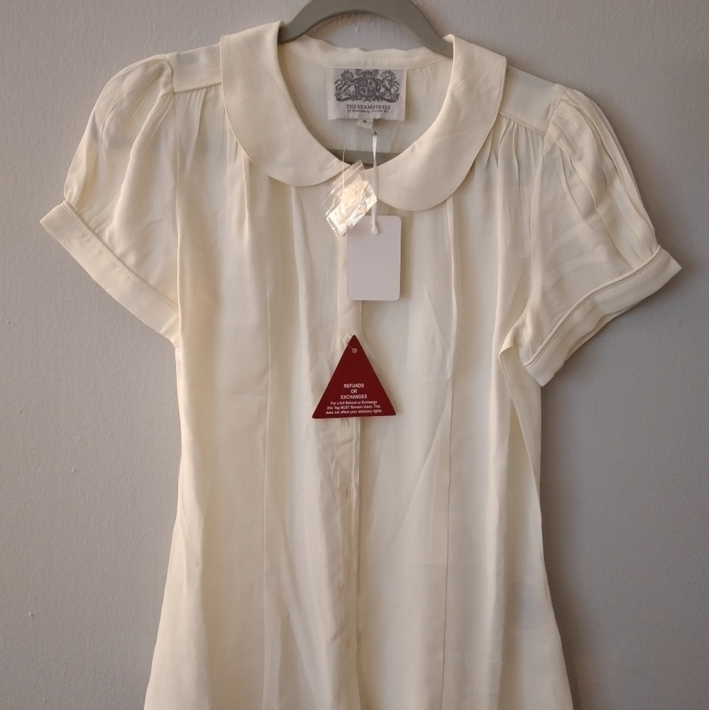 Ivory vintage inspired button up blouse